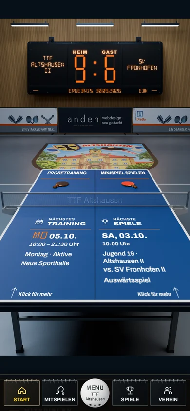 Startseite TTF Altshausen auf dem Smartphone